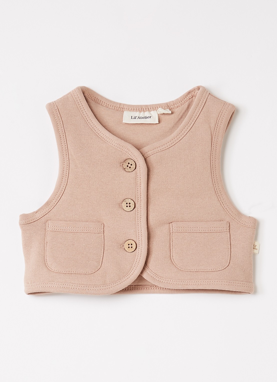 Lil 'Atelier NBFJobo Tia gilet met borduring - voorkant donkerbruin