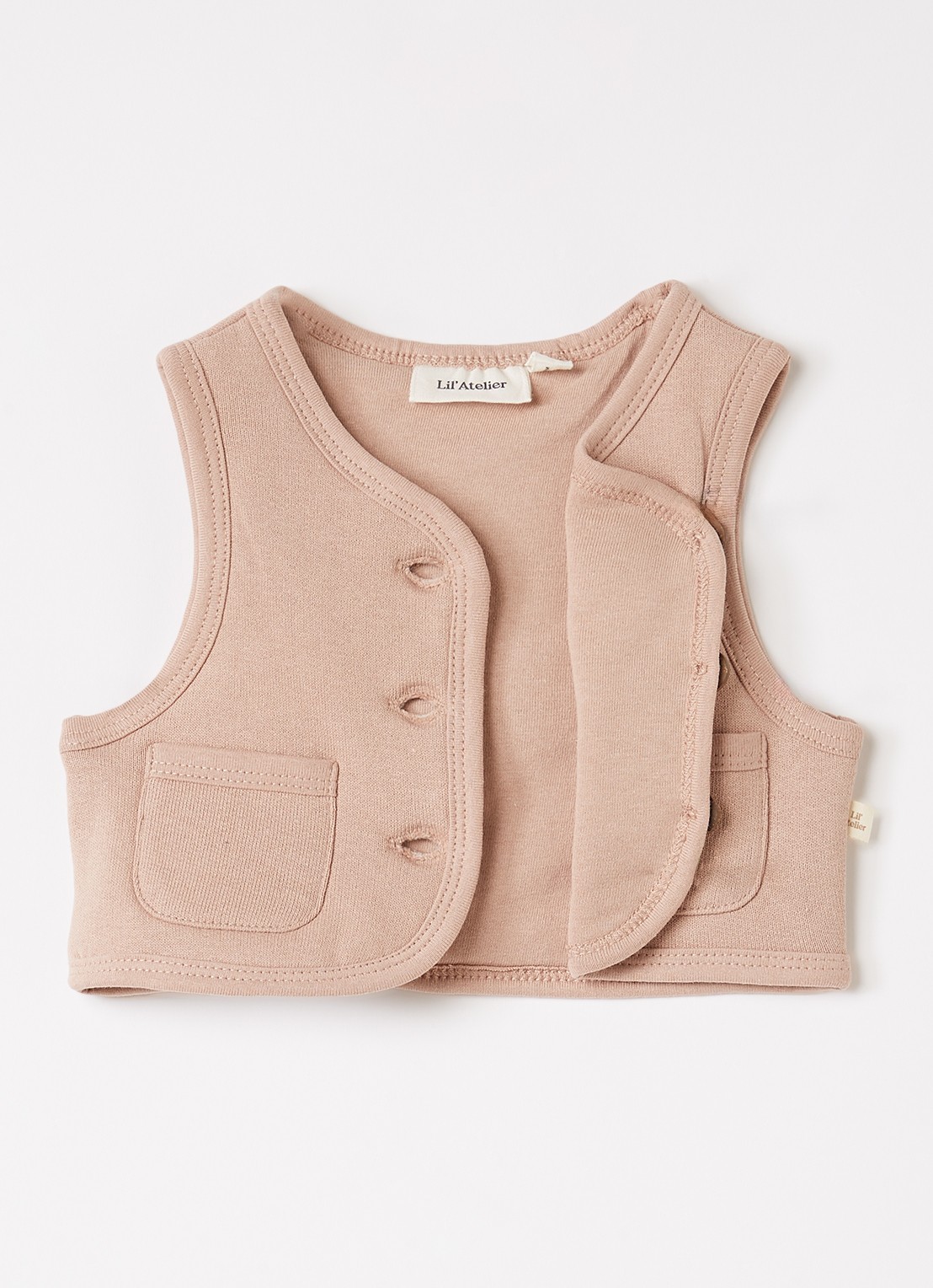 Lil 'Atelier NBFJobo Tia gilet met borduring - voorkant 2 donkerbruin