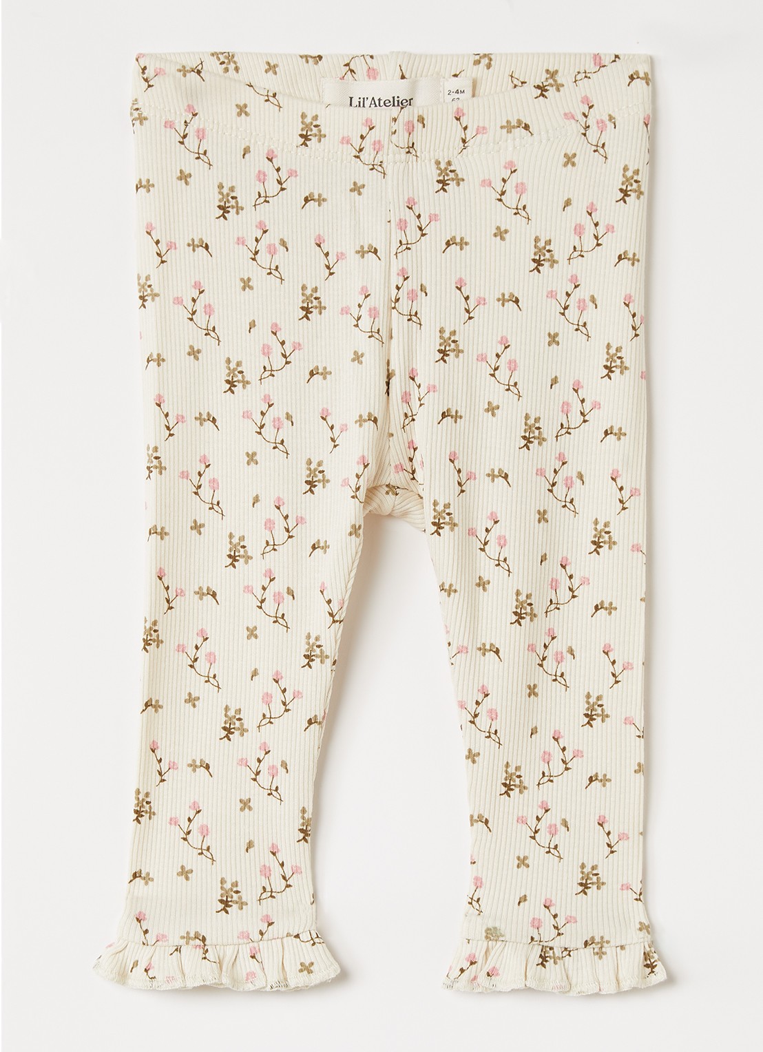 Lil 'Atelier NBFLago legging met bloemenprint - voorkant creme