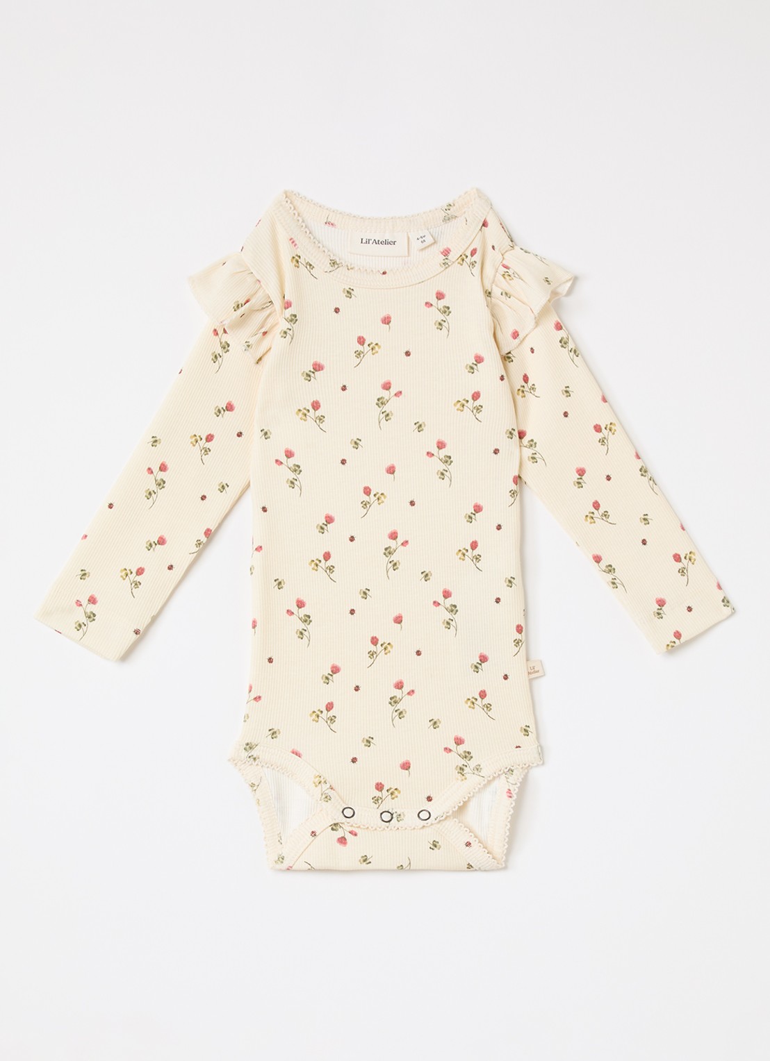 Lil 'Atelier NBFLavo ribgebreide romper  - voorkant creme