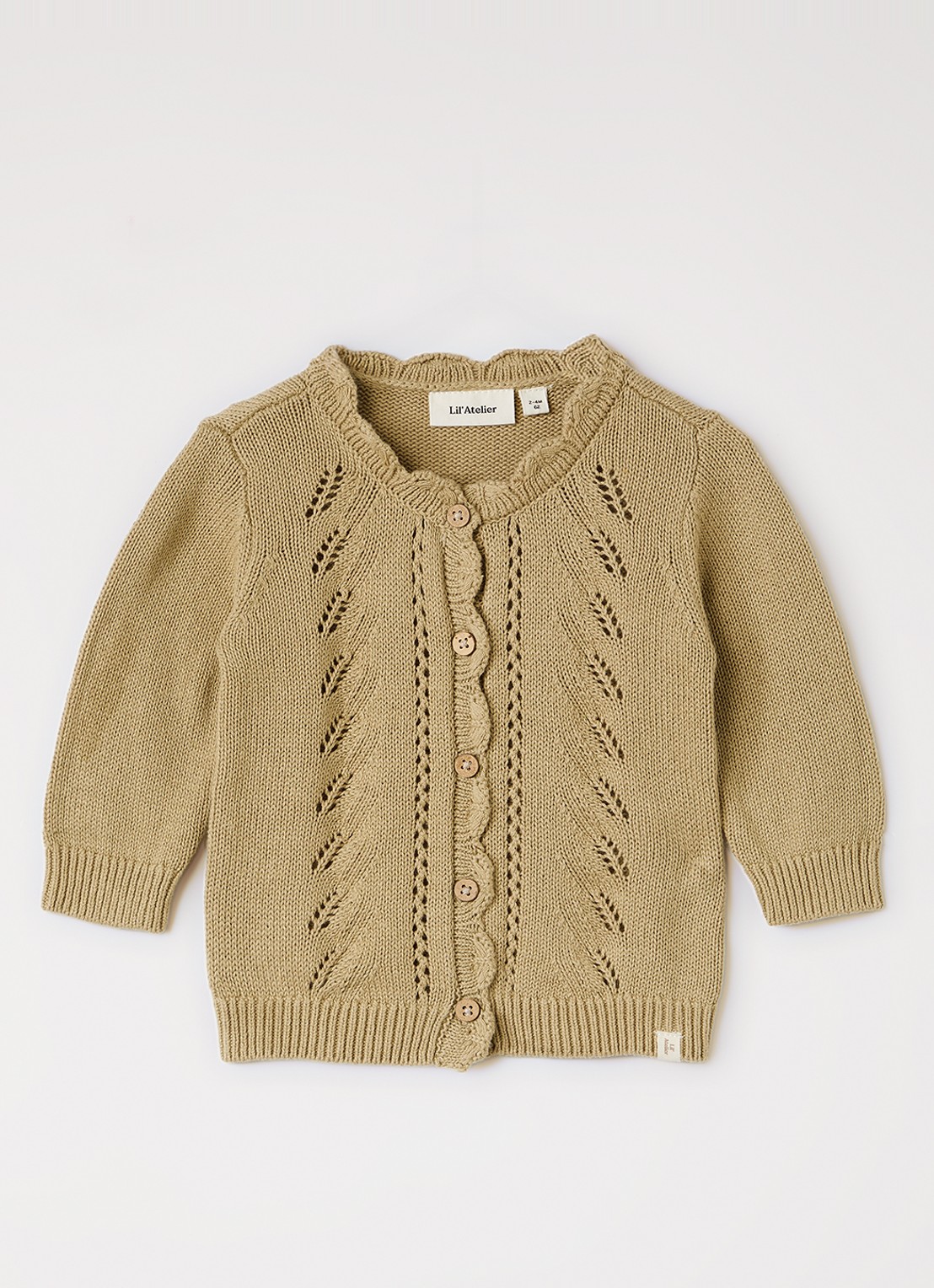 Lil 'Atelier NBFLeou grofgebreid vest - voorkant khaki
