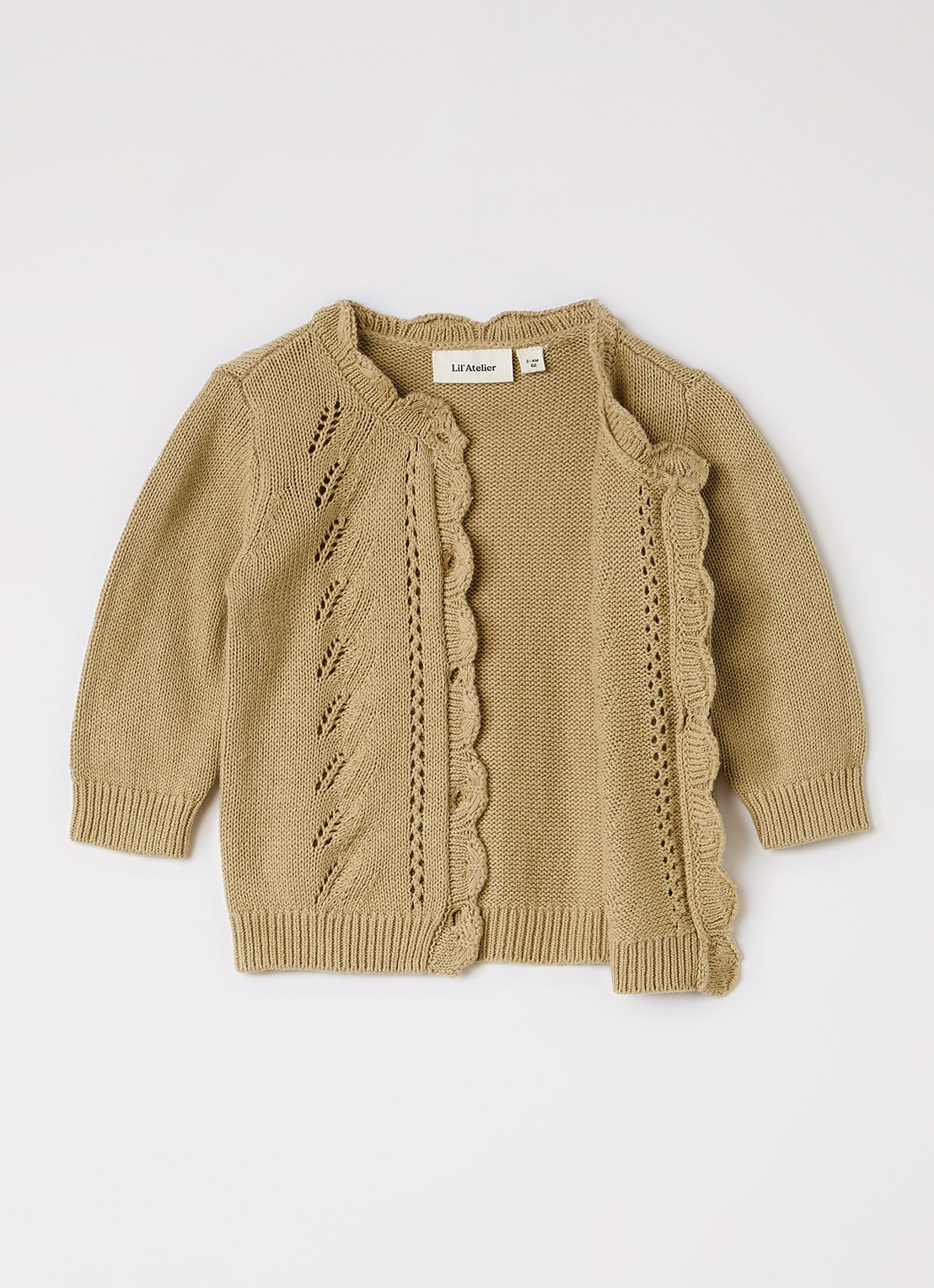 Lil 'Atelier NBFLeou grofgebreid vest - voorkant 2 khaki