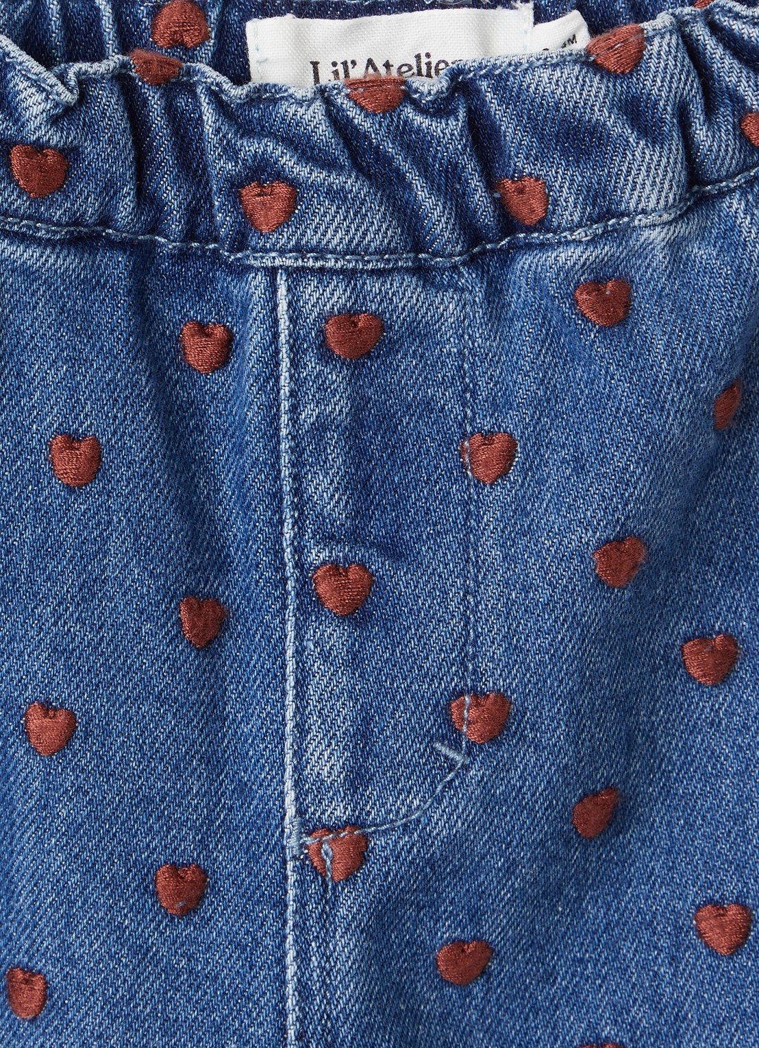 Lil 'Atelier NBFLiva slim fit jeans met borduring - detail indigo
