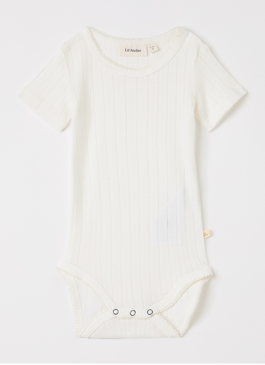 Lil 'Atelier NBFRachel romper met ribstructuur - voorkant gebroken wit