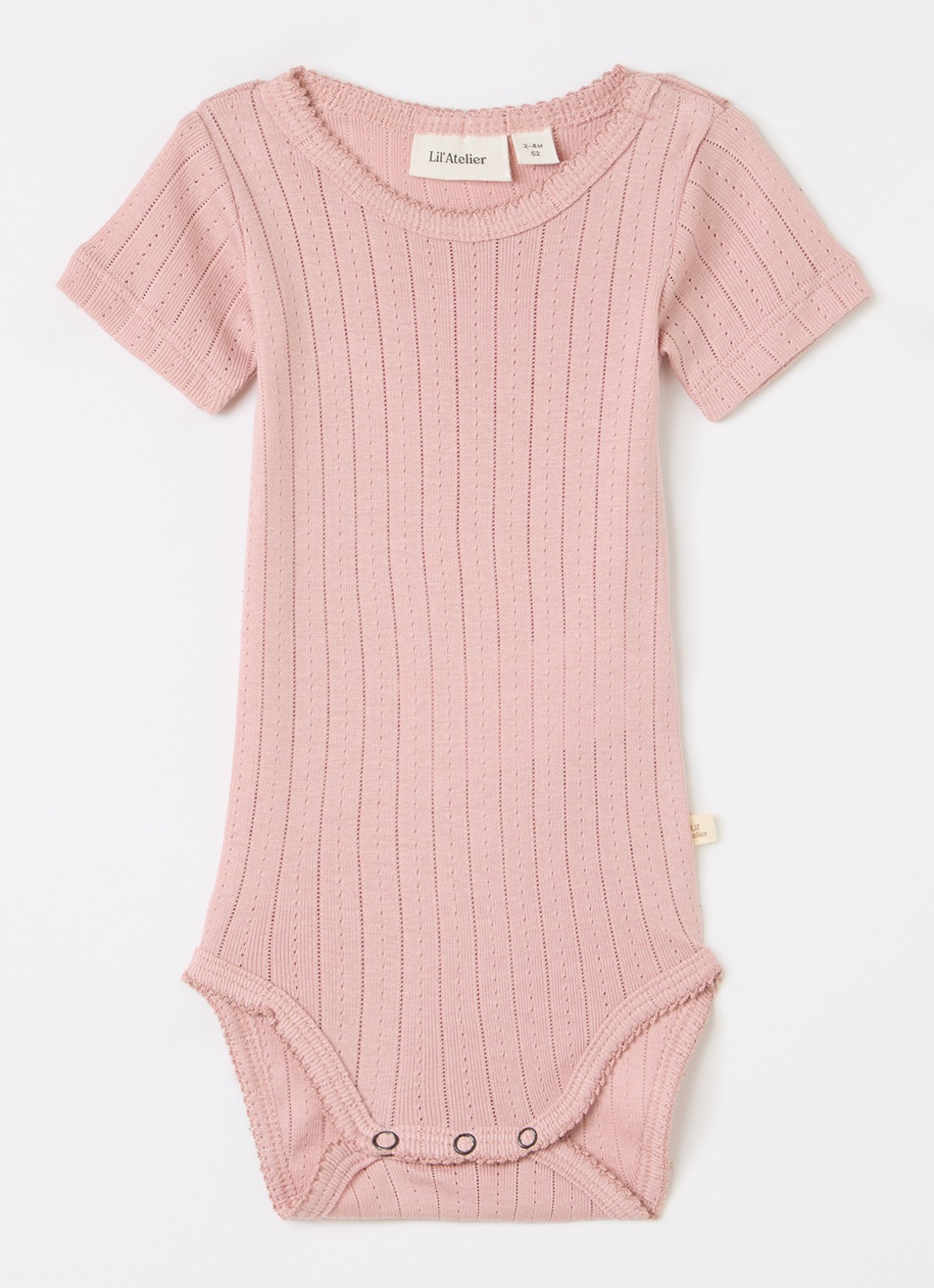 Lil 'Atelier NBFRachel romper met ribstructuur - voorkant lichtroze