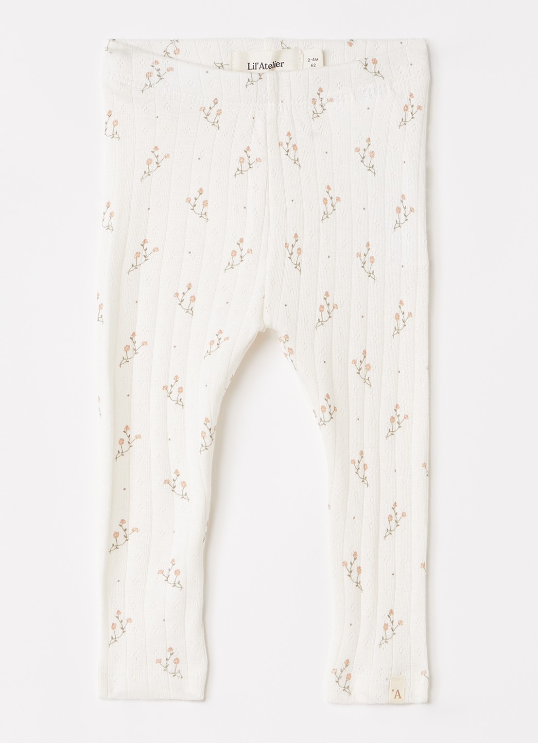 Lil 'Atelier NBFRachello legging met bloemenprint - voorkant gebroken wit
