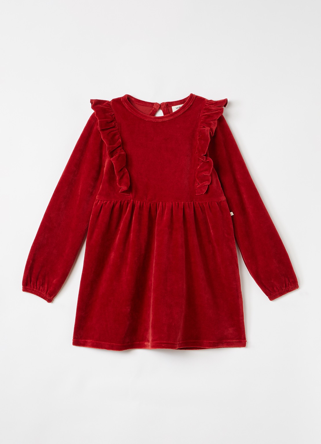 Lil 'Atelier NBFSaga jurk met ruches - voorkant 2 donkerrood