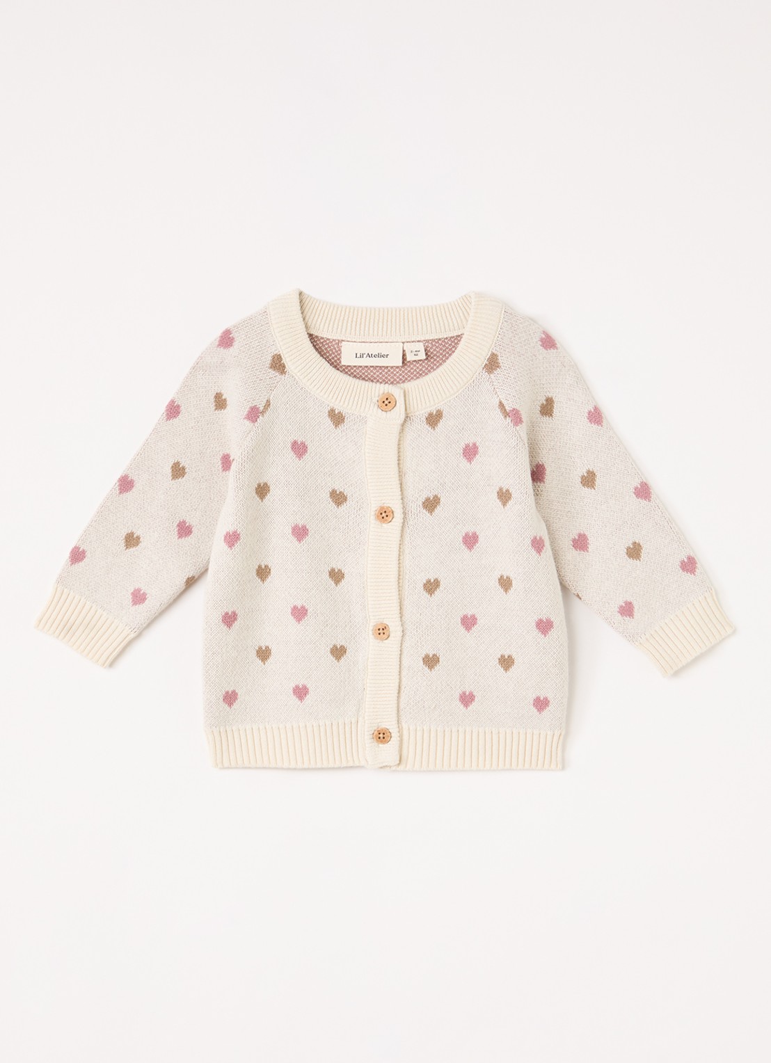 Lil 'Atelier NBFSaran fijngebreid vest met ingebreid patroon - voorkant creme