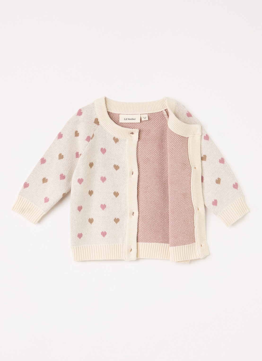 Lil 'Atelier NBFSaran fijngebreid vest met ingebreid patroon - voorkant 2 creme