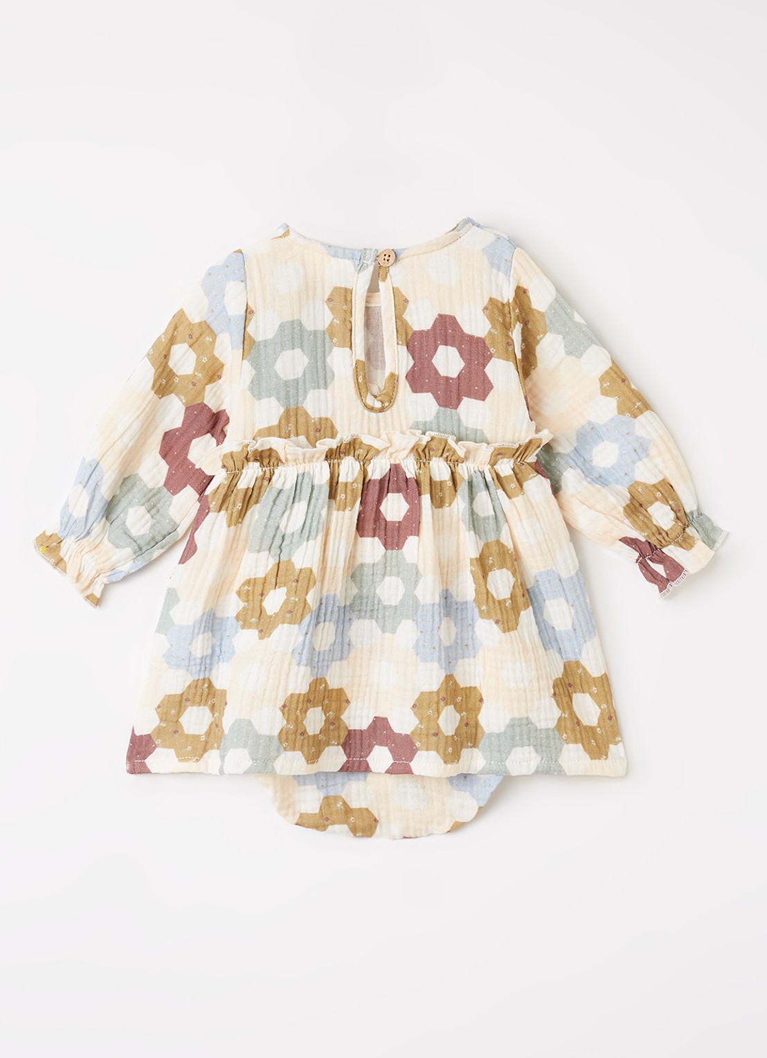 Lil 'Atelier NBFTalia jurk met bloemenprint - voorkant 2 creme