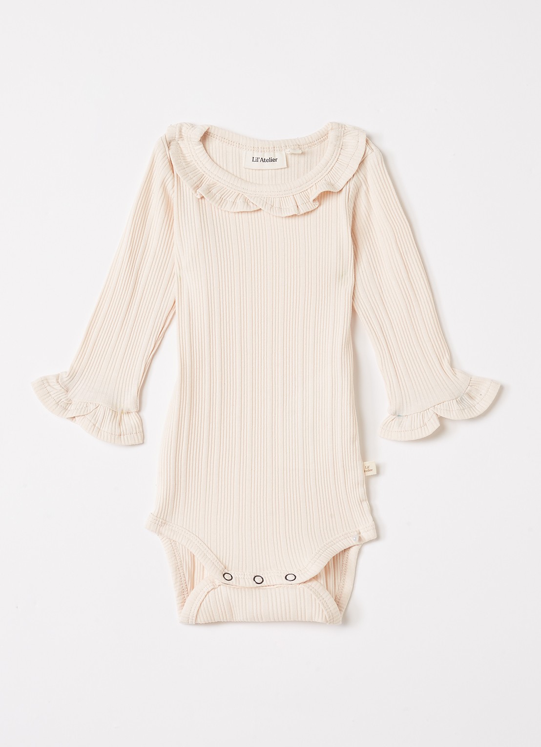 Lil 'Atelier NBFTansy romper met ribstructuur - voorkant creme