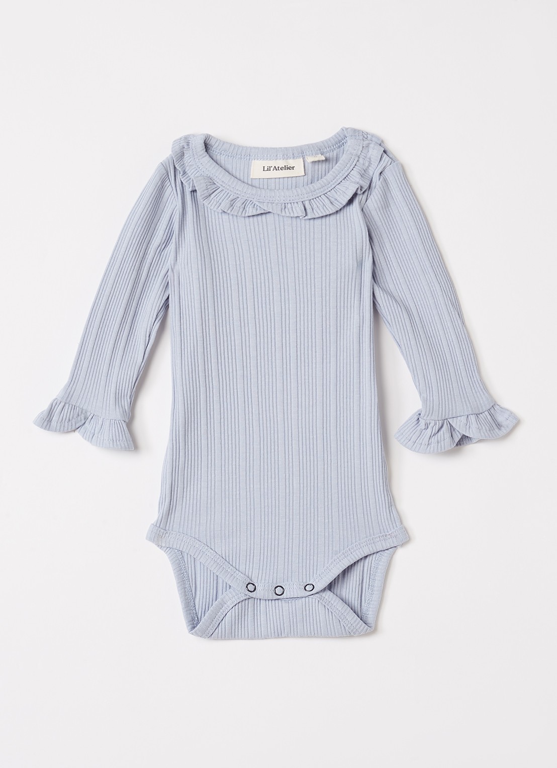 Lil 'Atelier NBFTansy romper met ribstructuur - voorkant staalblauw