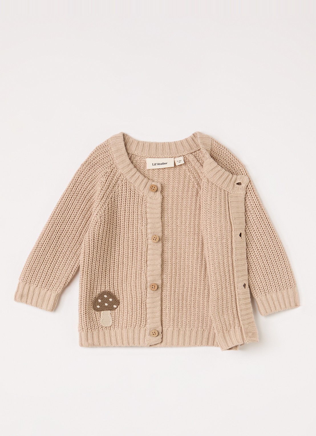 Lil 'Atelier NBMEmlen grofgebreid vest met borduring - voorkant 3 beige