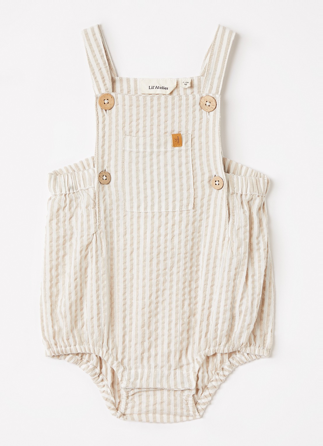 Lil 'Atelier NBMFausto romper met streepprint - voorkant 3 beige