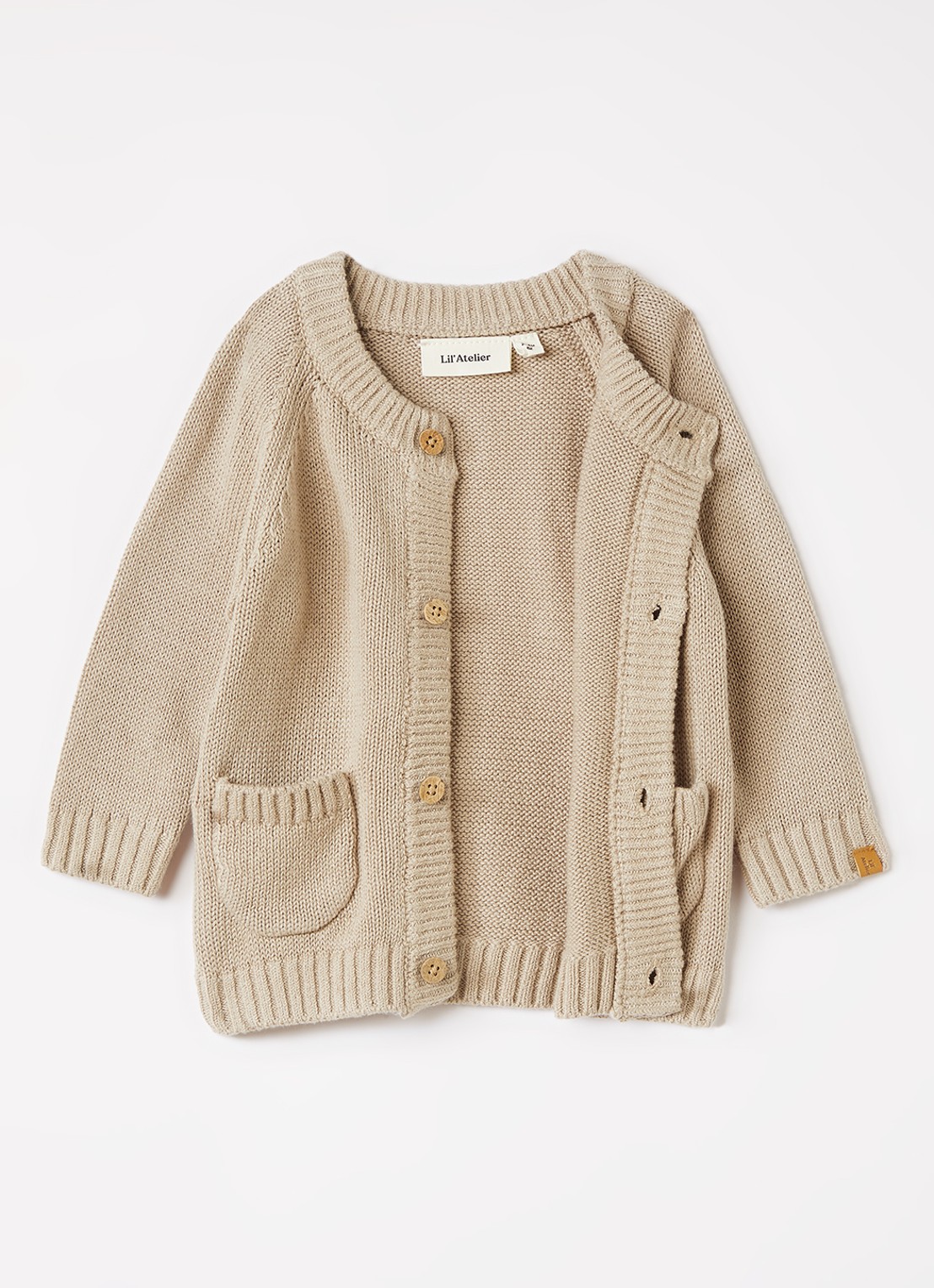 Lil 'Atelier NBMFogon grofgebreid vest - detail 5 beige