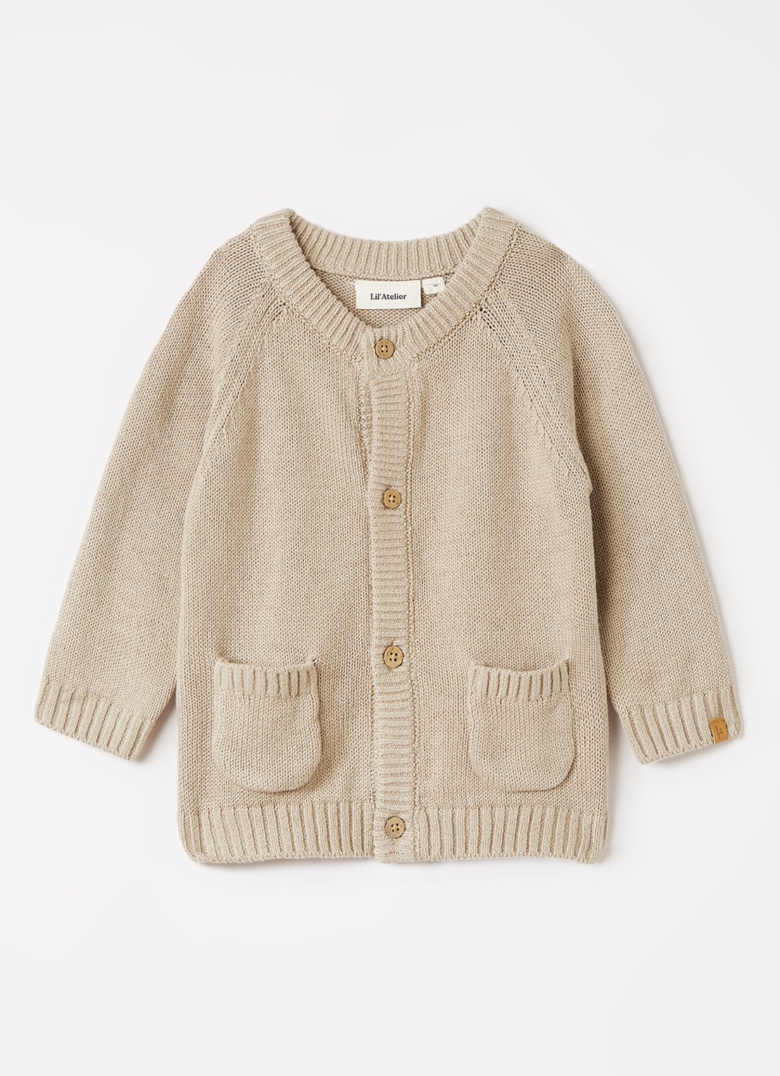 Lil 'Atelier NBMFogon grofgebreid vest - voorkant 2 beige