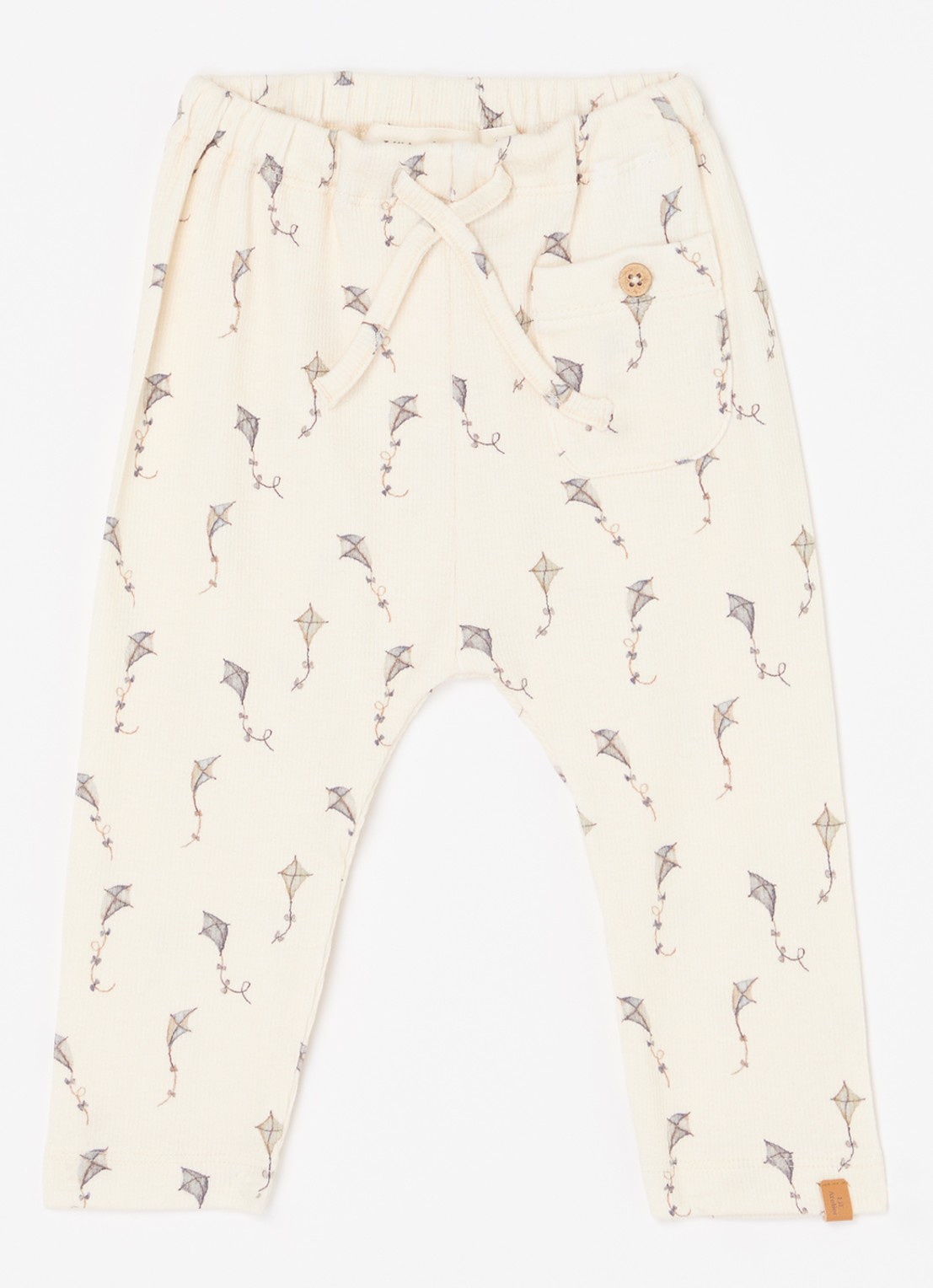Lil 'Atelier NBMGavo tapered fit joggingbroek in  katoenblend - voorkant beige