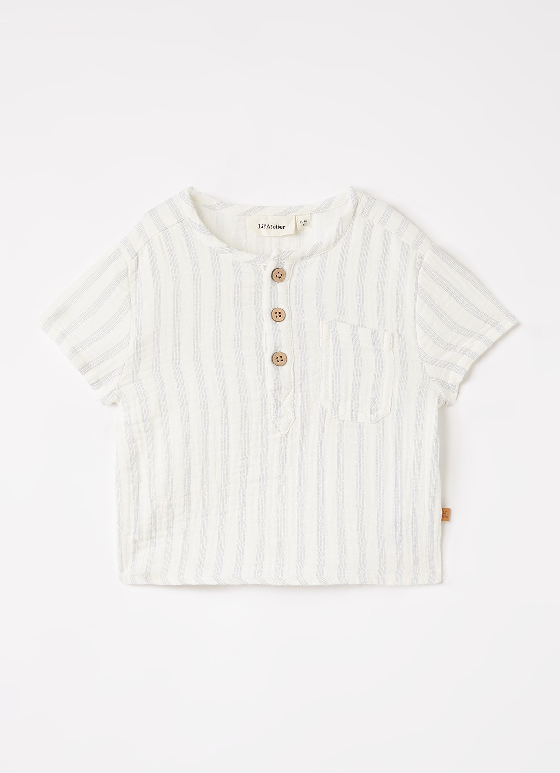 Lil 'Atelier NBMHagi T-shirt met streepprint - voorkant gebroken wit