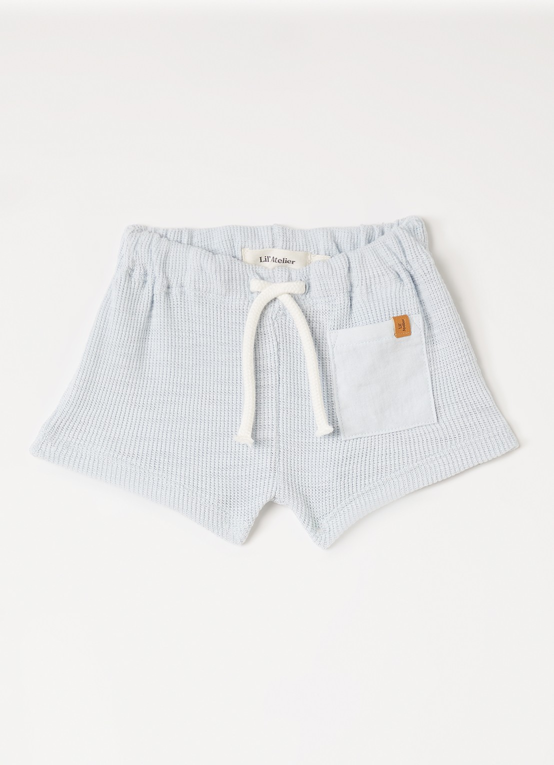 Lil 'Atelier NBMHonjo loose fit korte broek met structuur - voorkant 2 lichtblauw