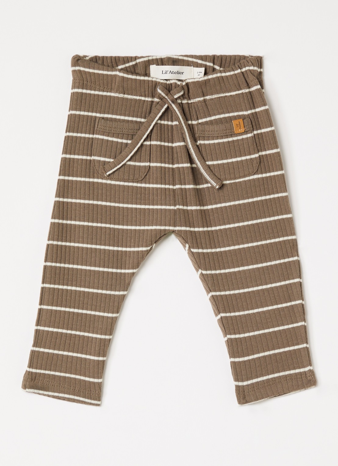Lil 'Atelier NBMKail legging met streepprint - voorkant zand