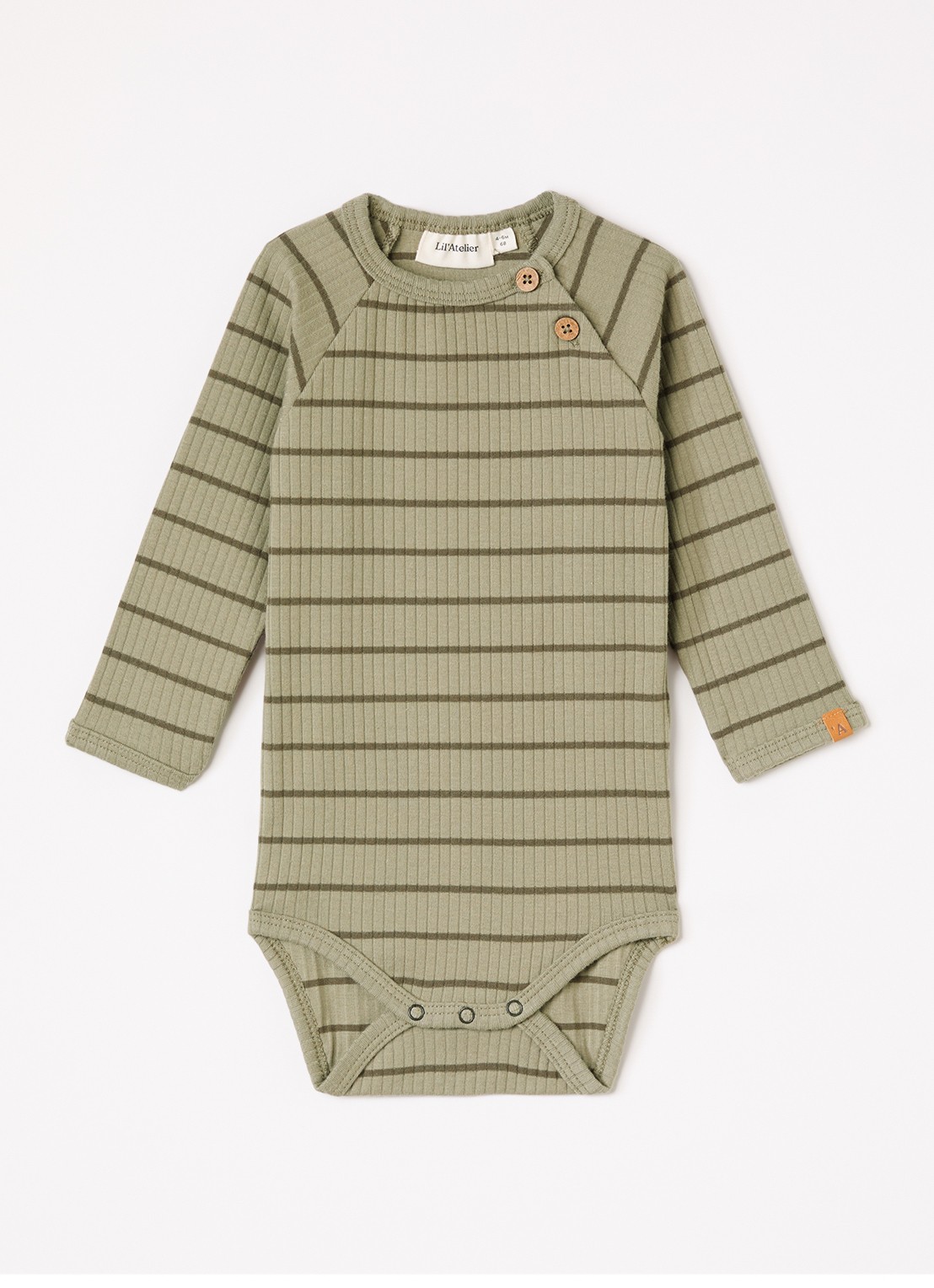 Lil 'Atelier NBMKail romper met streepprint - voorkant olijfgroen