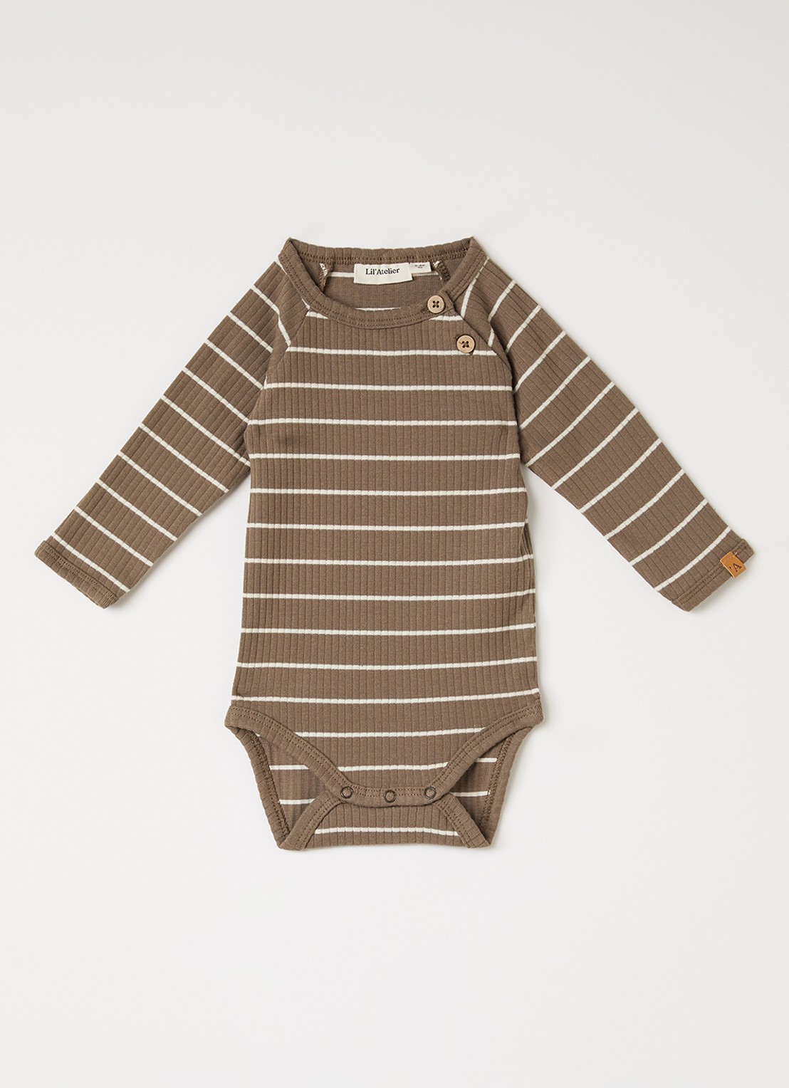 Lil 'Atelier NBMKail romper met streepprint - voorkant zand