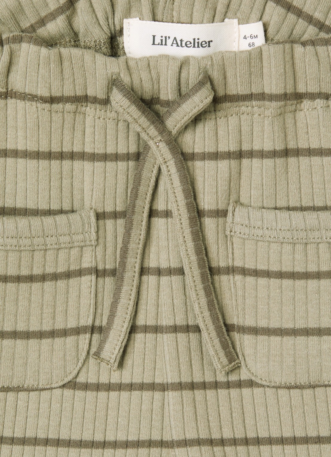 Lil 'Atelier NBMKail straight fit babybroek met streepprint - detail 3 olijfgroen