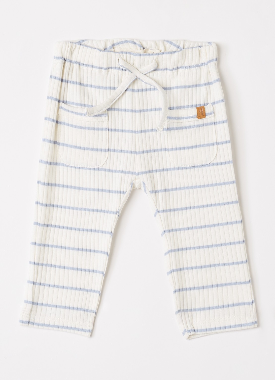 Lil 'Atelier NBMKail straight fit babybroek met streepprint - voorkant gebroken wit