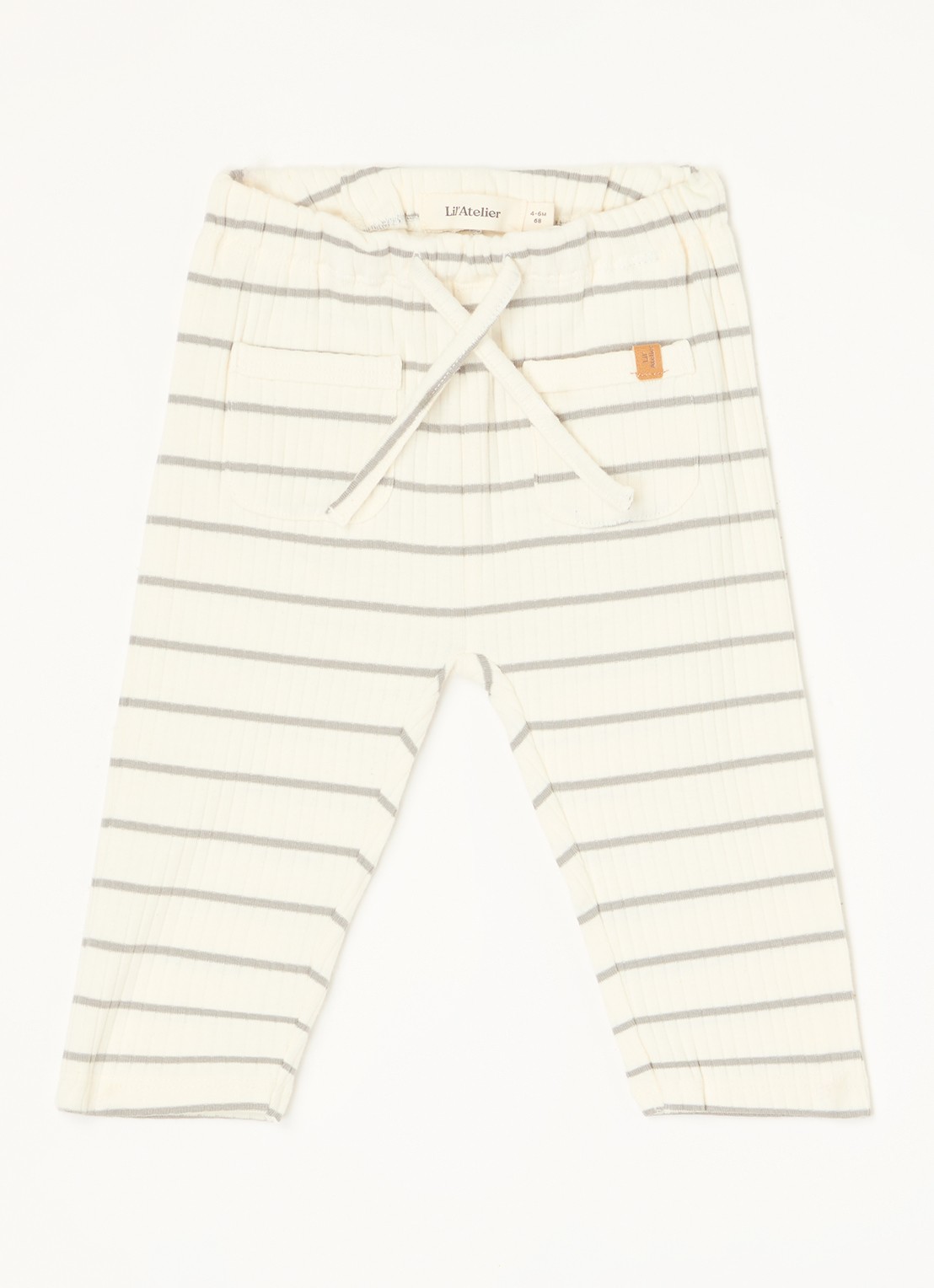 Lil 'Atelier NBMKail tapered fit joggingbroek van  katoen - voorkant beige