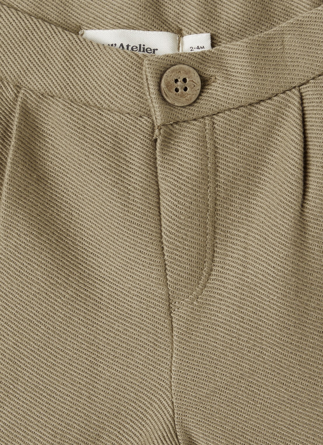 Lil 'Atelier NBMKaleo straight fit broek van katoen - detail khaki