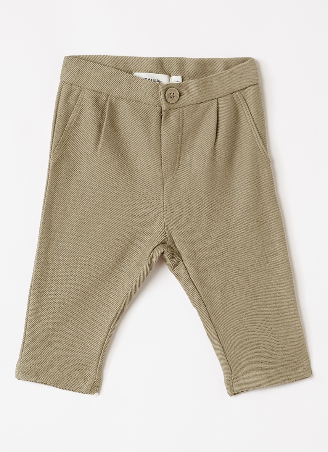 Lil 'Atelier NBMKaleo straight fit broek van katoen - voorkant 2 khaki