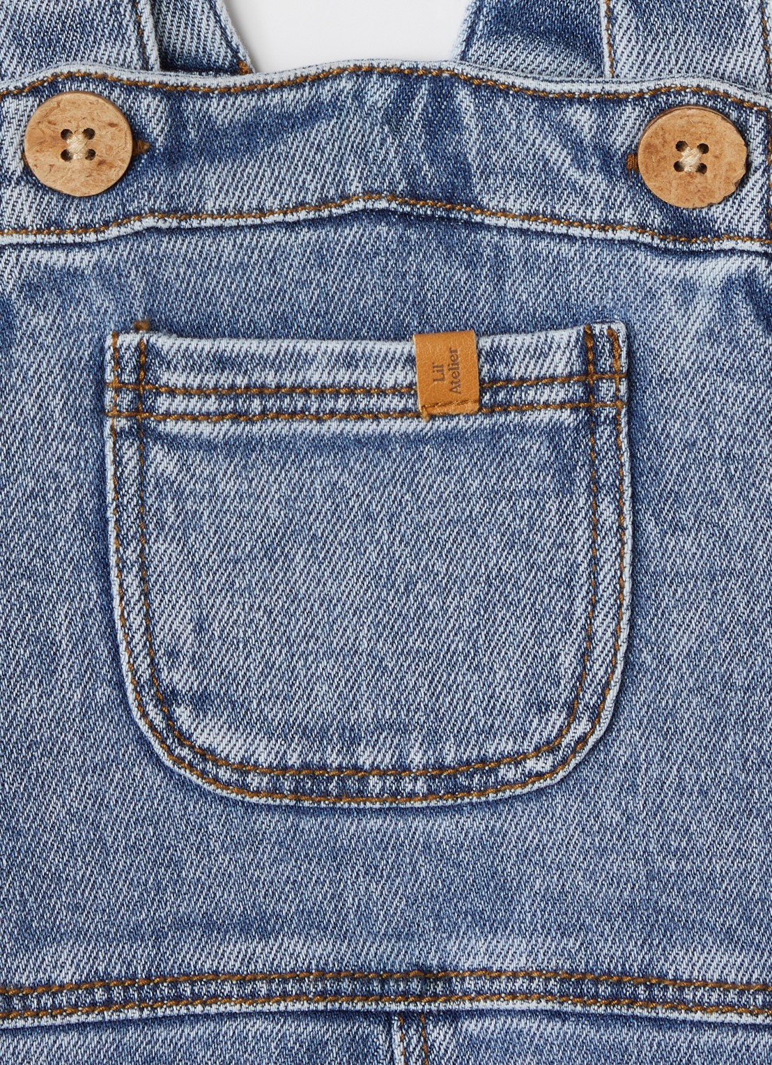 Lil 'Atelier NBMKarole straight fit tuinbroek van denim - detail 3 indigo