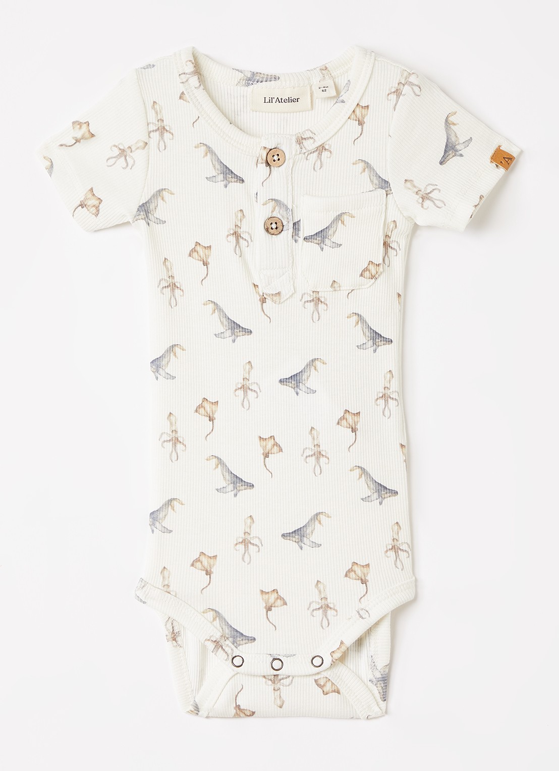 Lil 'Atelier NBMLavo romper met print - voorkant gebroken wit