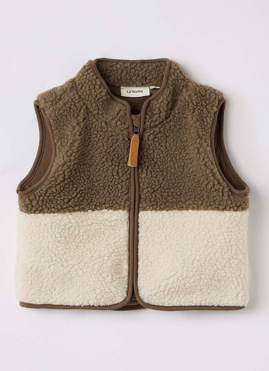 Lil 'Atelier NBMLayo bodywarmer van teddy - voorkant 2 bruin