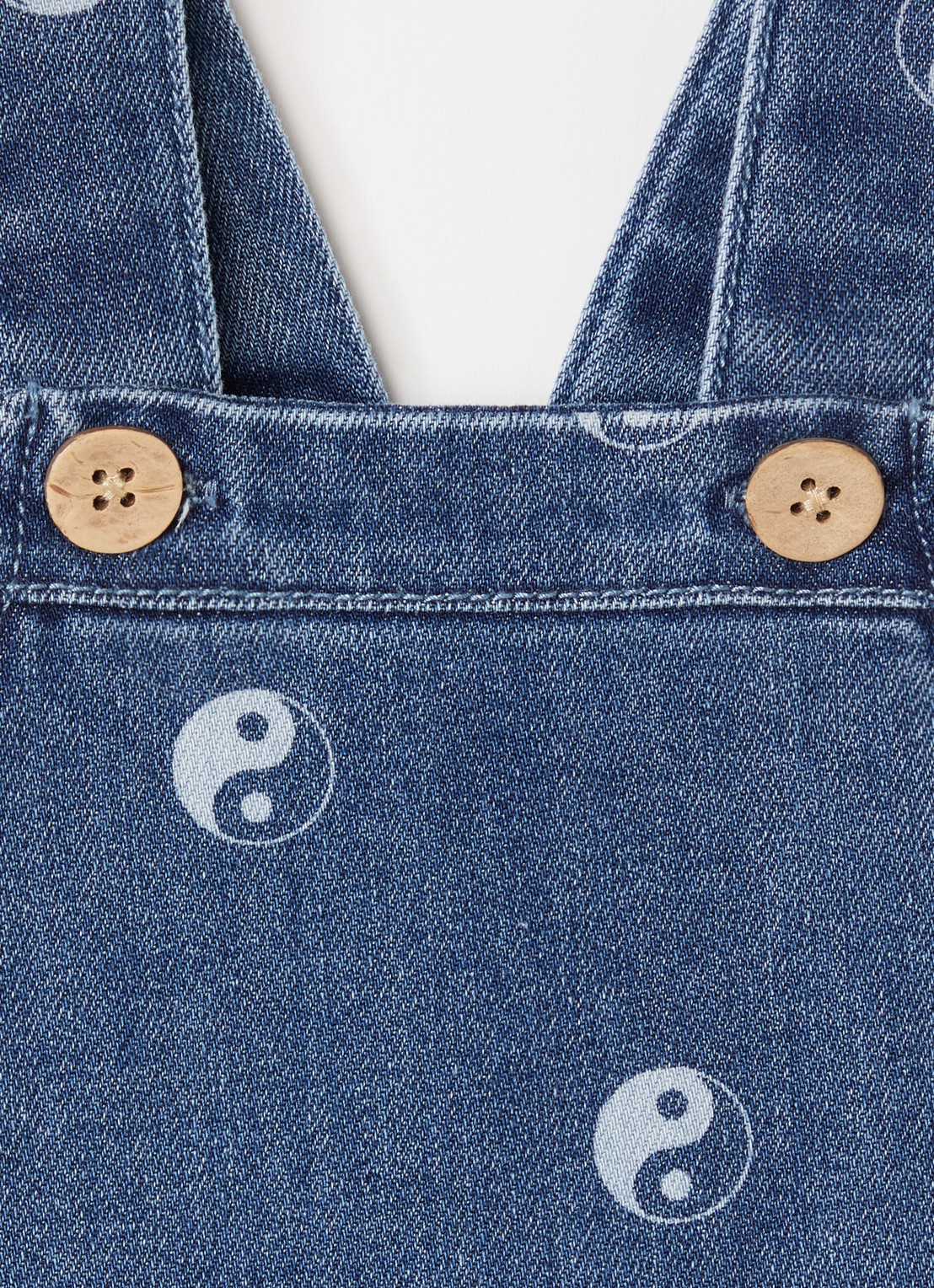 Lil 'Atelier NBMLivo slim fit tuinbroek van denim met print - detail indigo