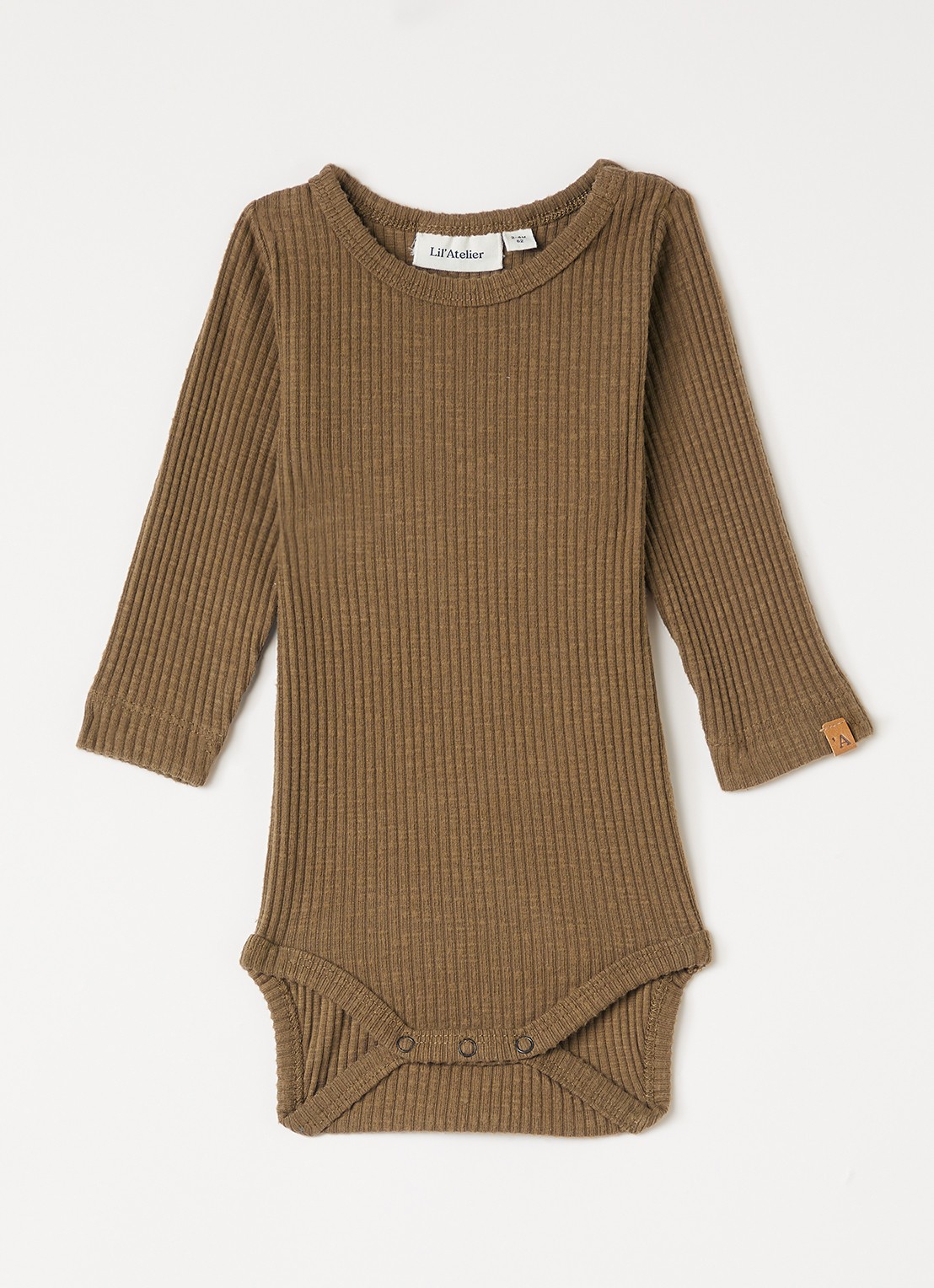 Lil 'Atelier NBMRajo Mab romper met ribstructuur - voorkant bruin