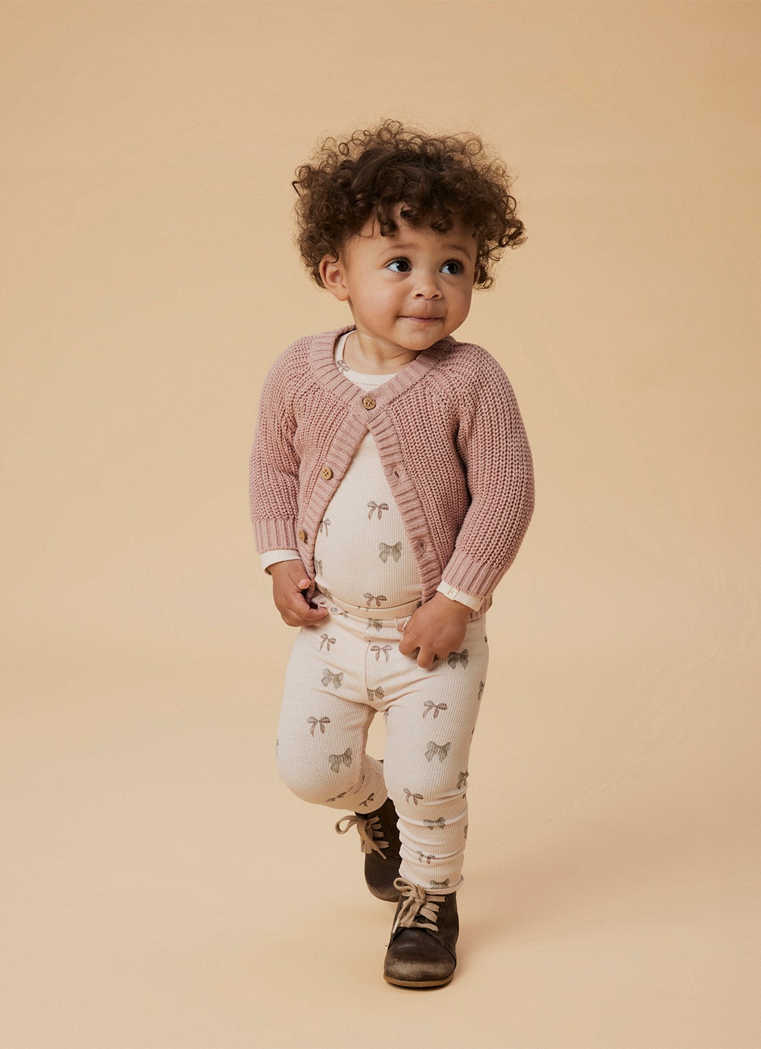 Lil 'Atelier NBNEmlen grofgebreid vest met ronde hals - voorkant 2 oudroze