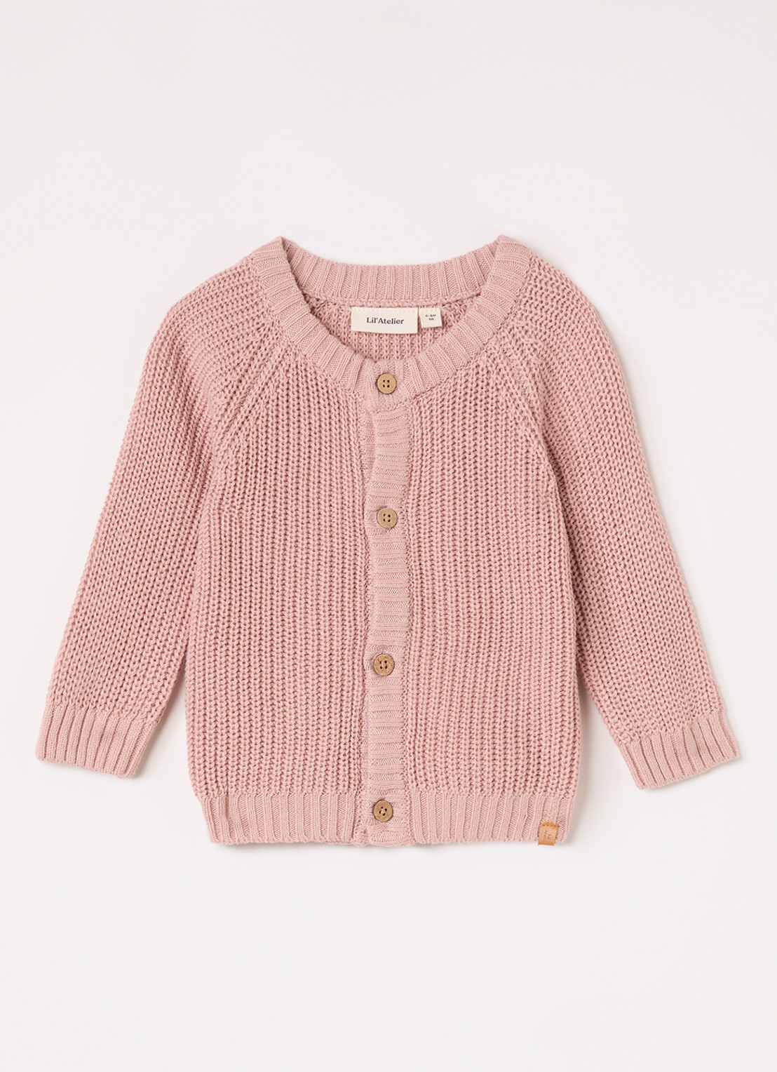 Lil 'Atelier NBNEmlen grofgebreid vest met ronde hals - voorkant 3 oudroze