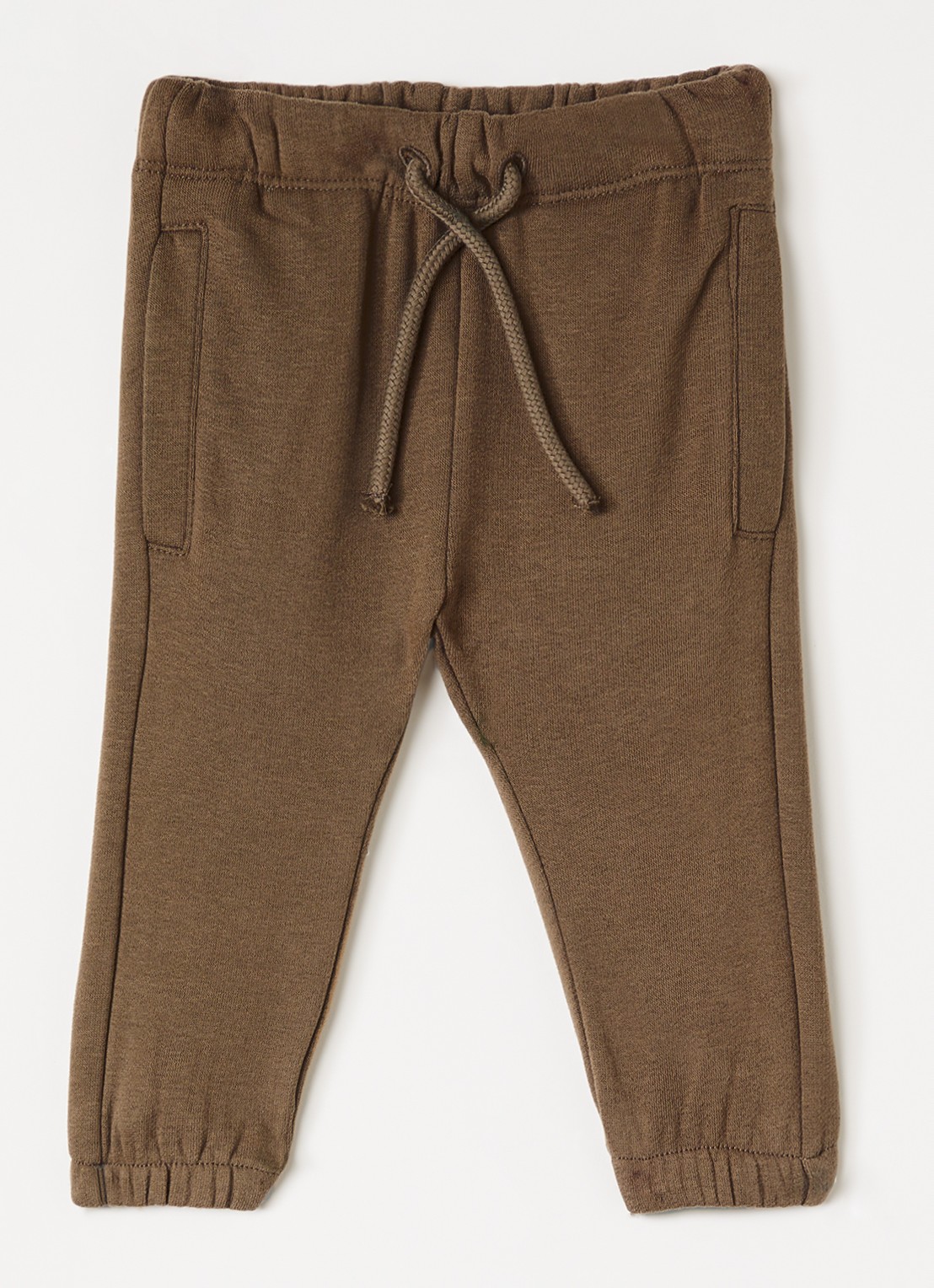 Lil 'Atelier NBNIlondon tapered fit joggingbroek met steekzakken - voorkant lichtbruin