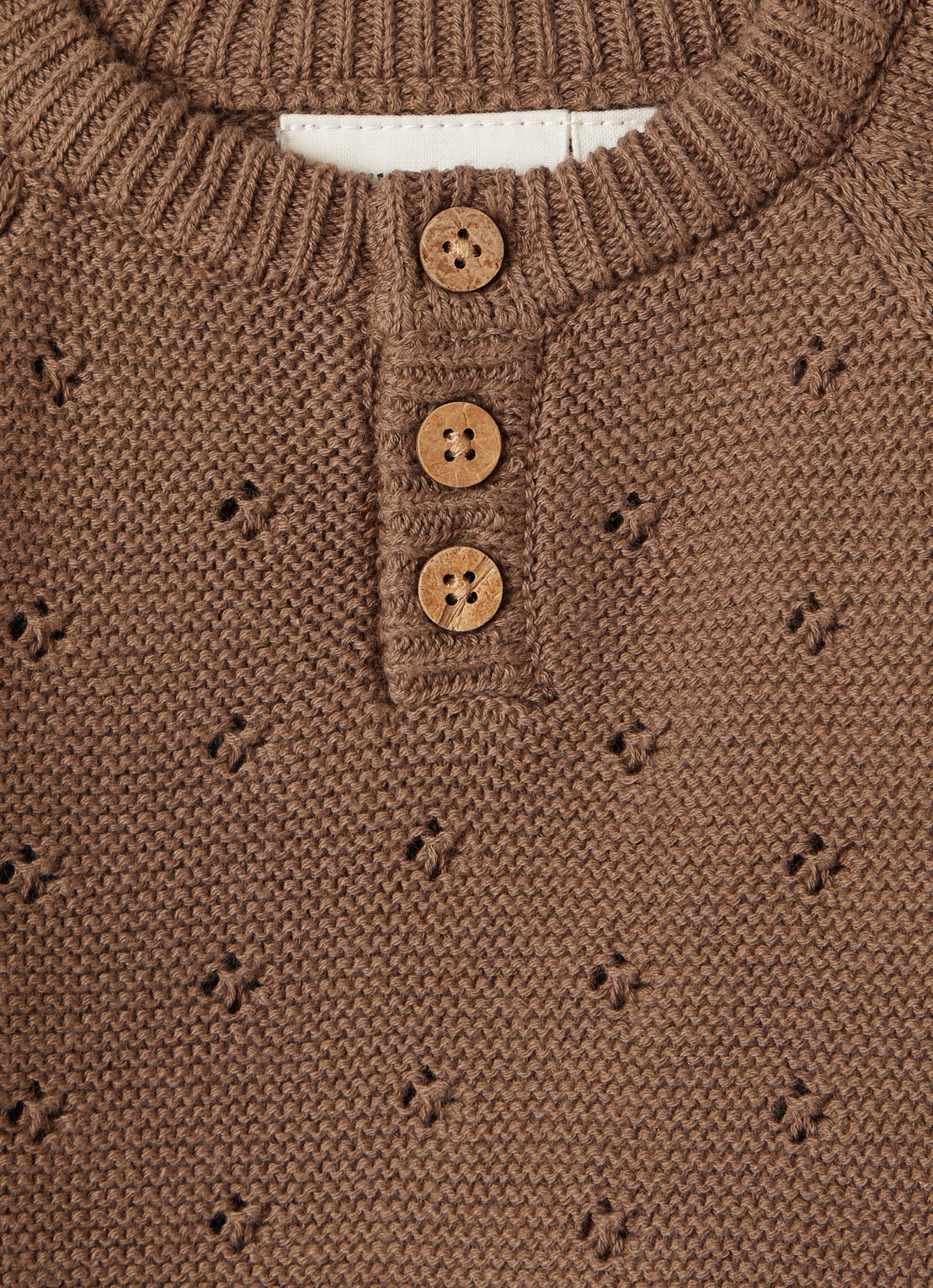 Lil 'Atelier NBNLaguna grofgebreide trui met opengewerkt dessin - detail 4 bruin