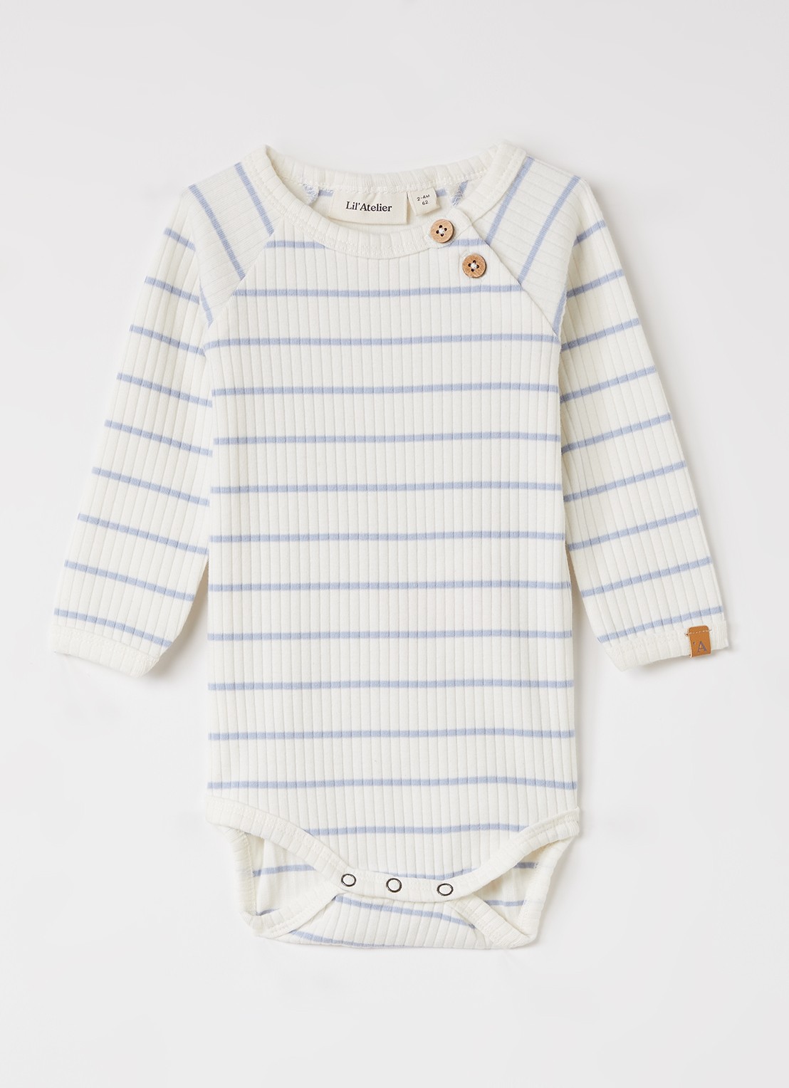 Lil 'Atelier NMBKail romper met streepprint - voorkant gebroken wit