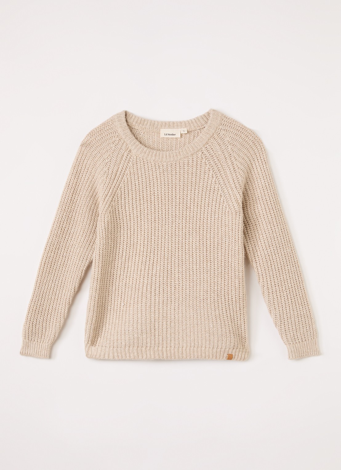 Lil 'Atelier NMBRumba grofgebreide trui - voorkant beige