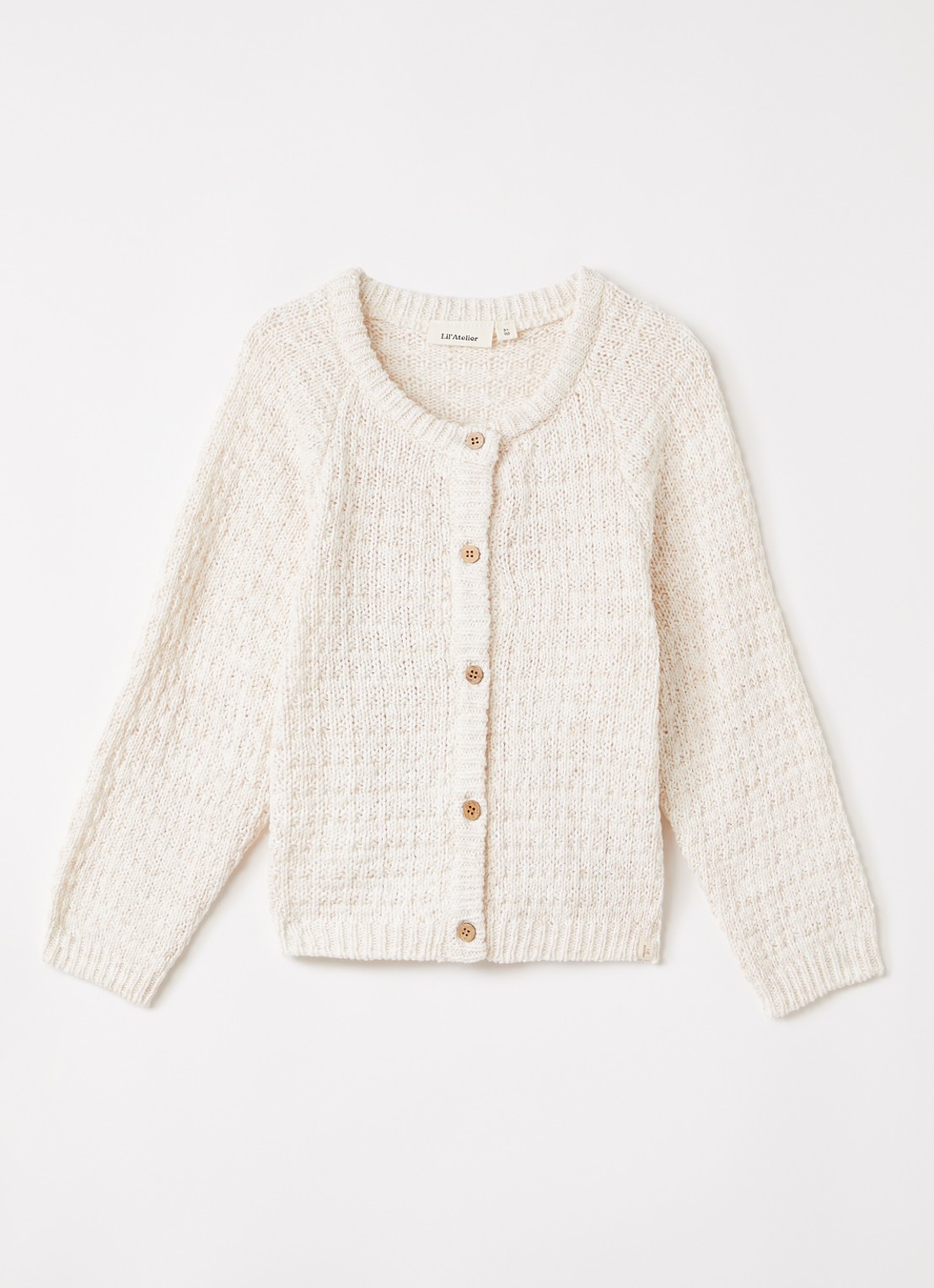 Lil 'Atelier NMFBella grofgebreid vest met ronde hals - voorkant creme