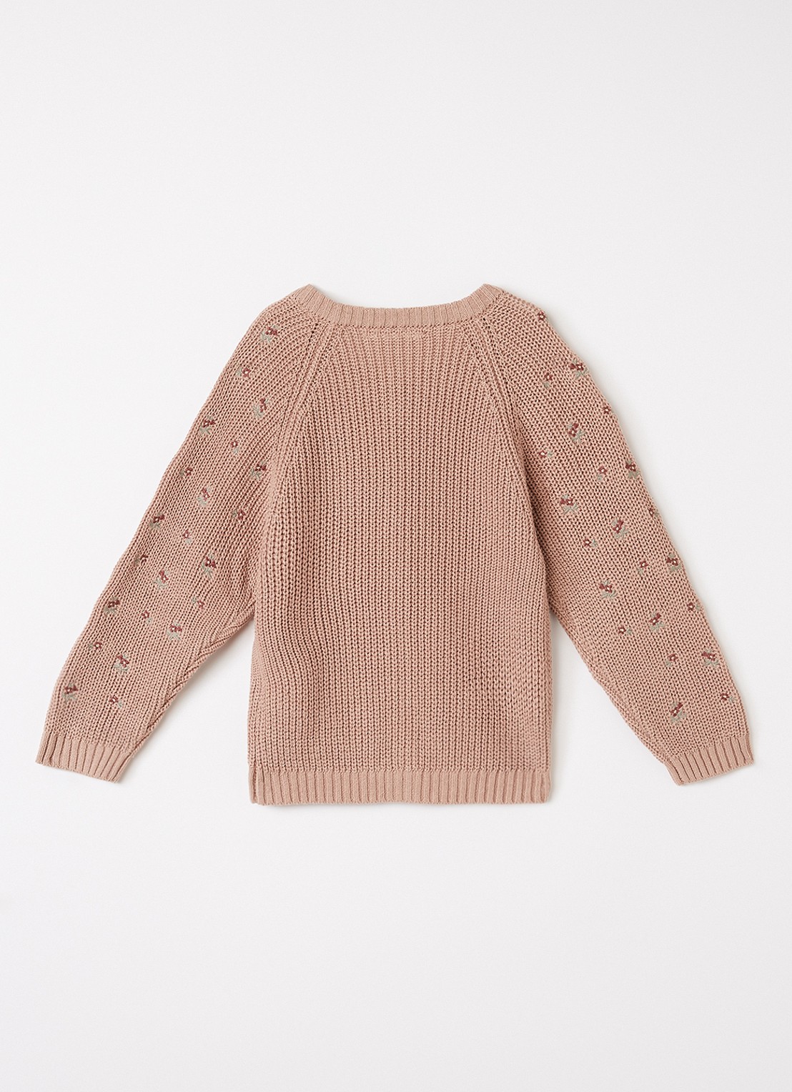 Lil 'Atelier NMFEmlen grofgebreid vest met bloemborduring - achterkant 3 zalmroze