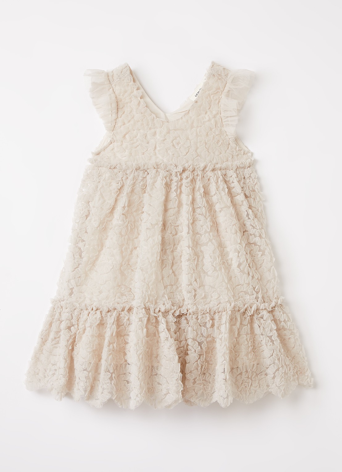 Lil 'Atelier NMFFauna jurk met tule - voorkant beige