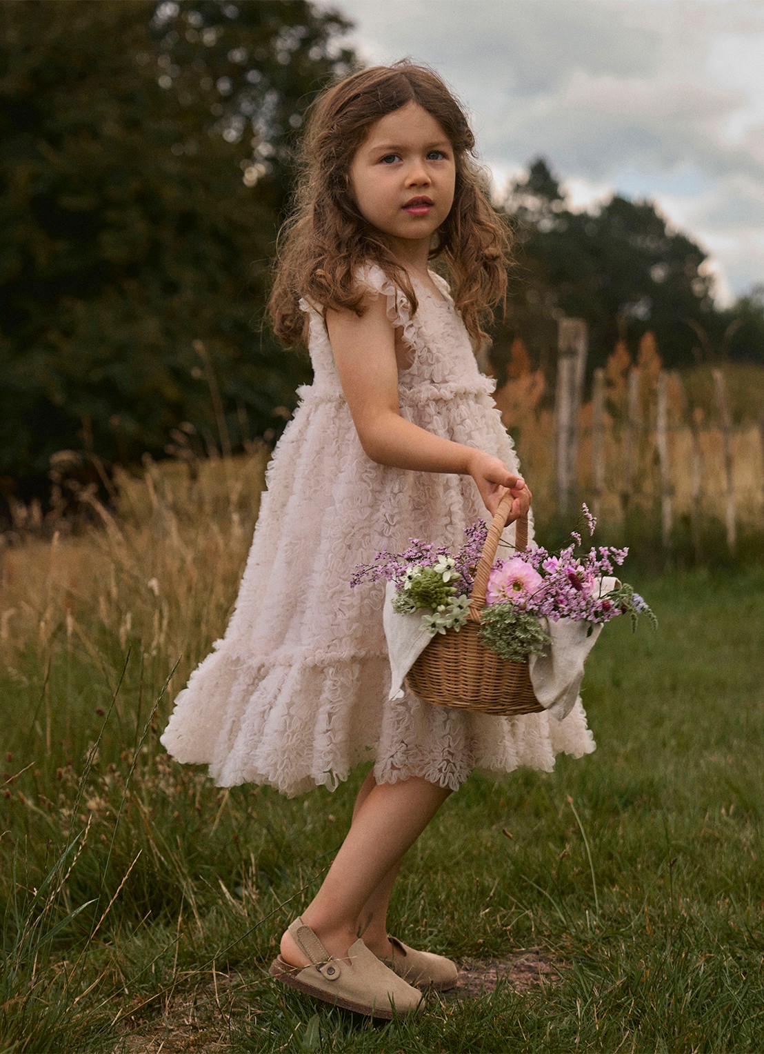 Lil 'Atelier NMFFauna jurk met tule - voorkant 3 beige