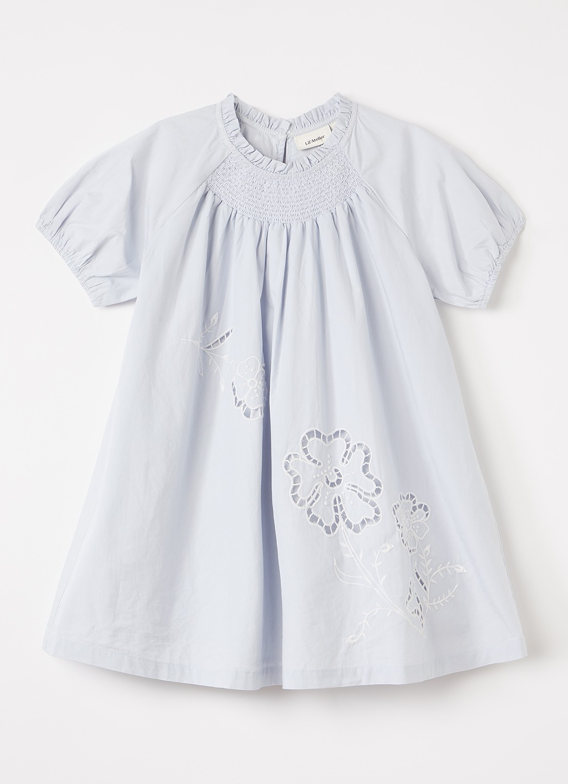 Lil 'Atelier NMFFaustine jurk met broderie - voorkant 3 grijs