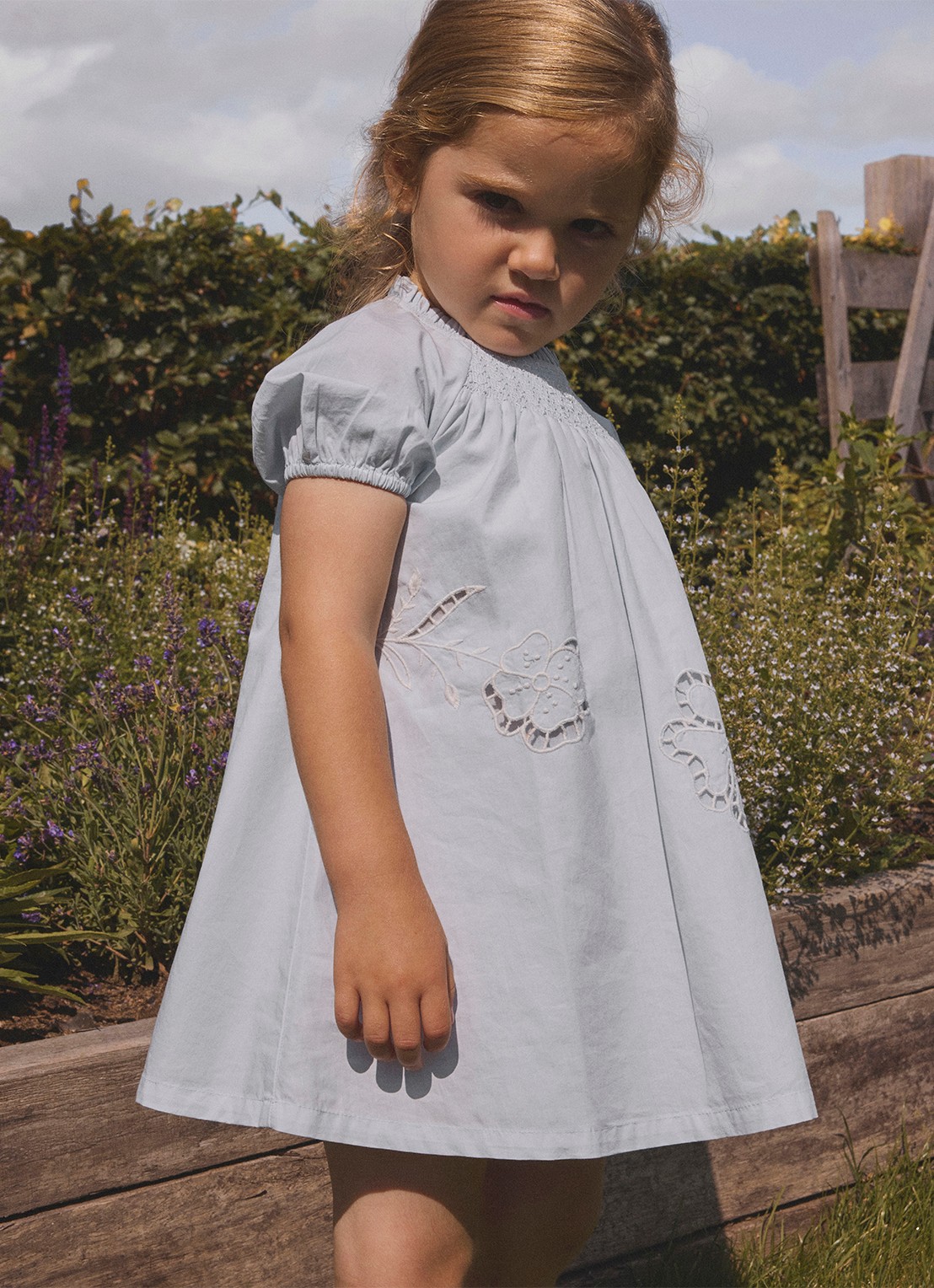 Lil 'Atelier NMFFaustine jurk met broderie - voorkant 4 grijs