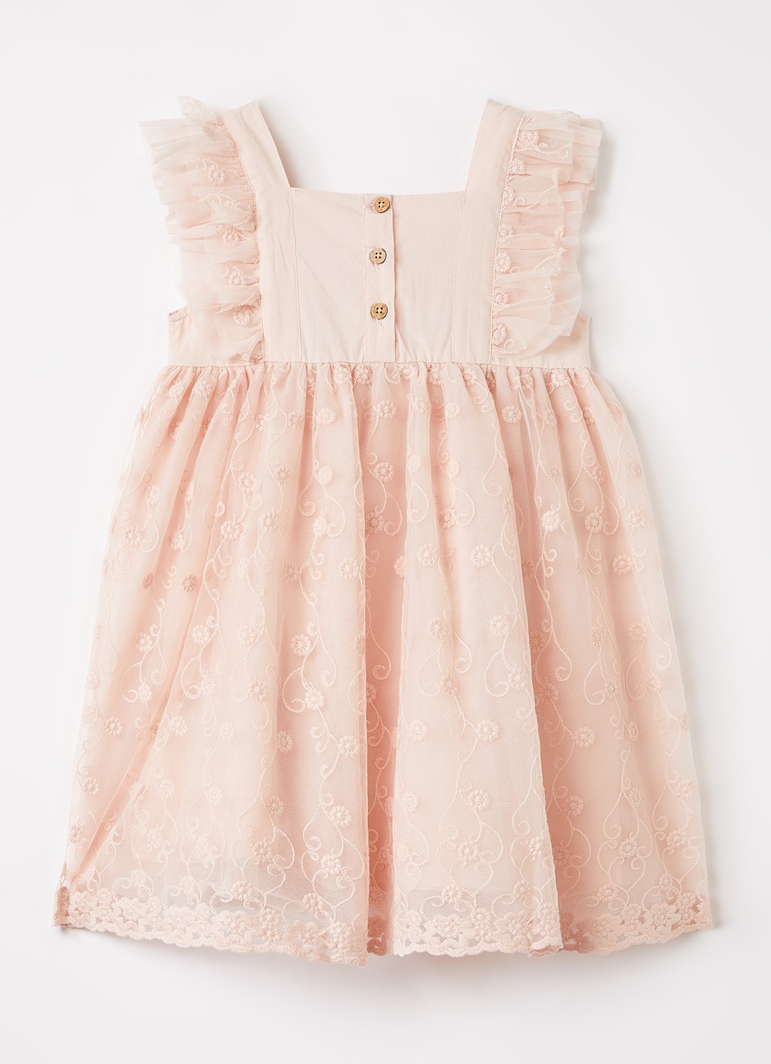 Lil 'Atelier NMFFeva jurk met tule - voorkant 2 zalmroze