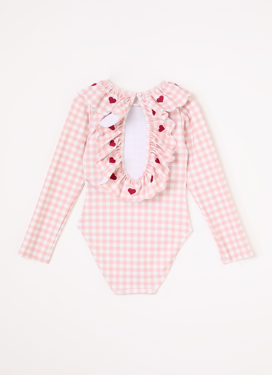 Lil 'Atelier NMFFinley badpak met ruitdessin - voorkant 2 zalmroze